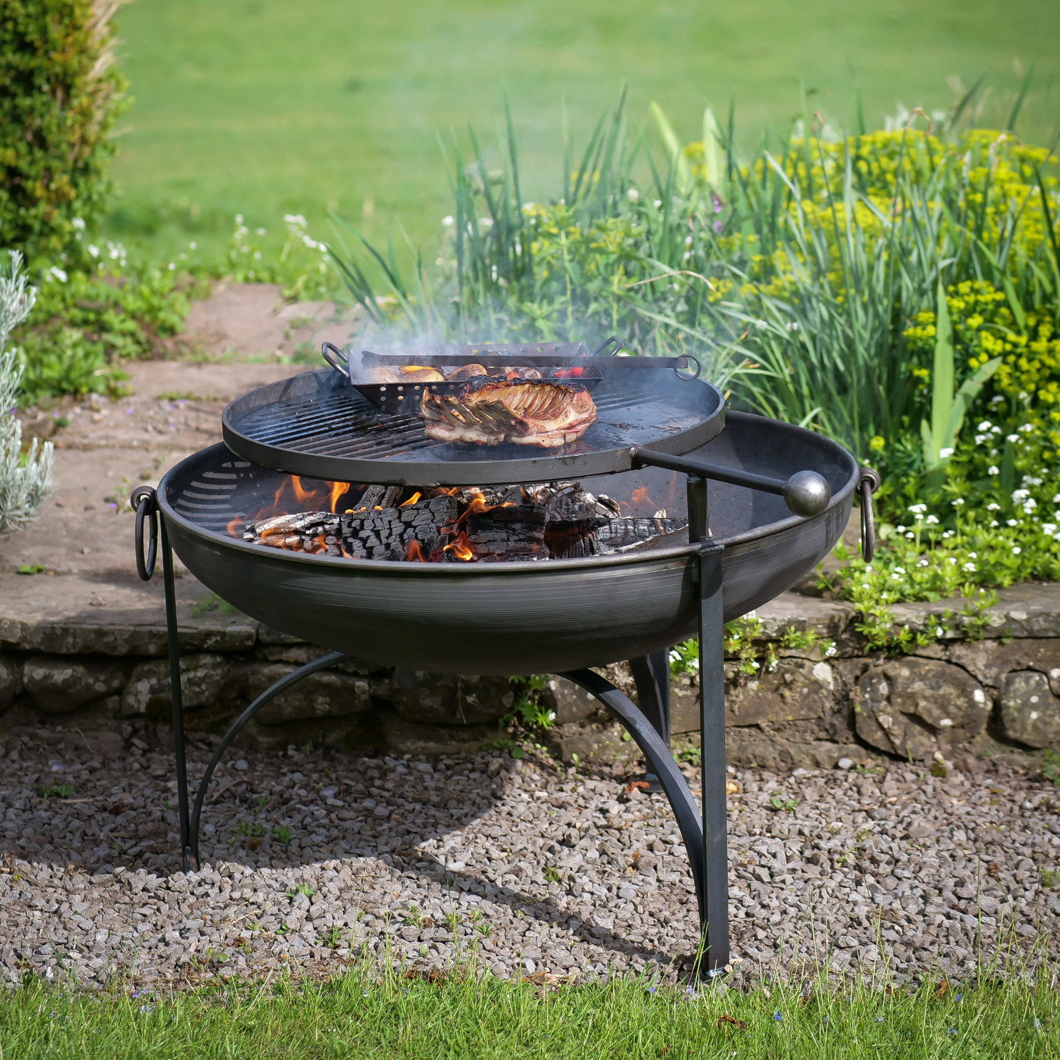Firepits UK Plain Jane with Swing Arm BBQ Rack