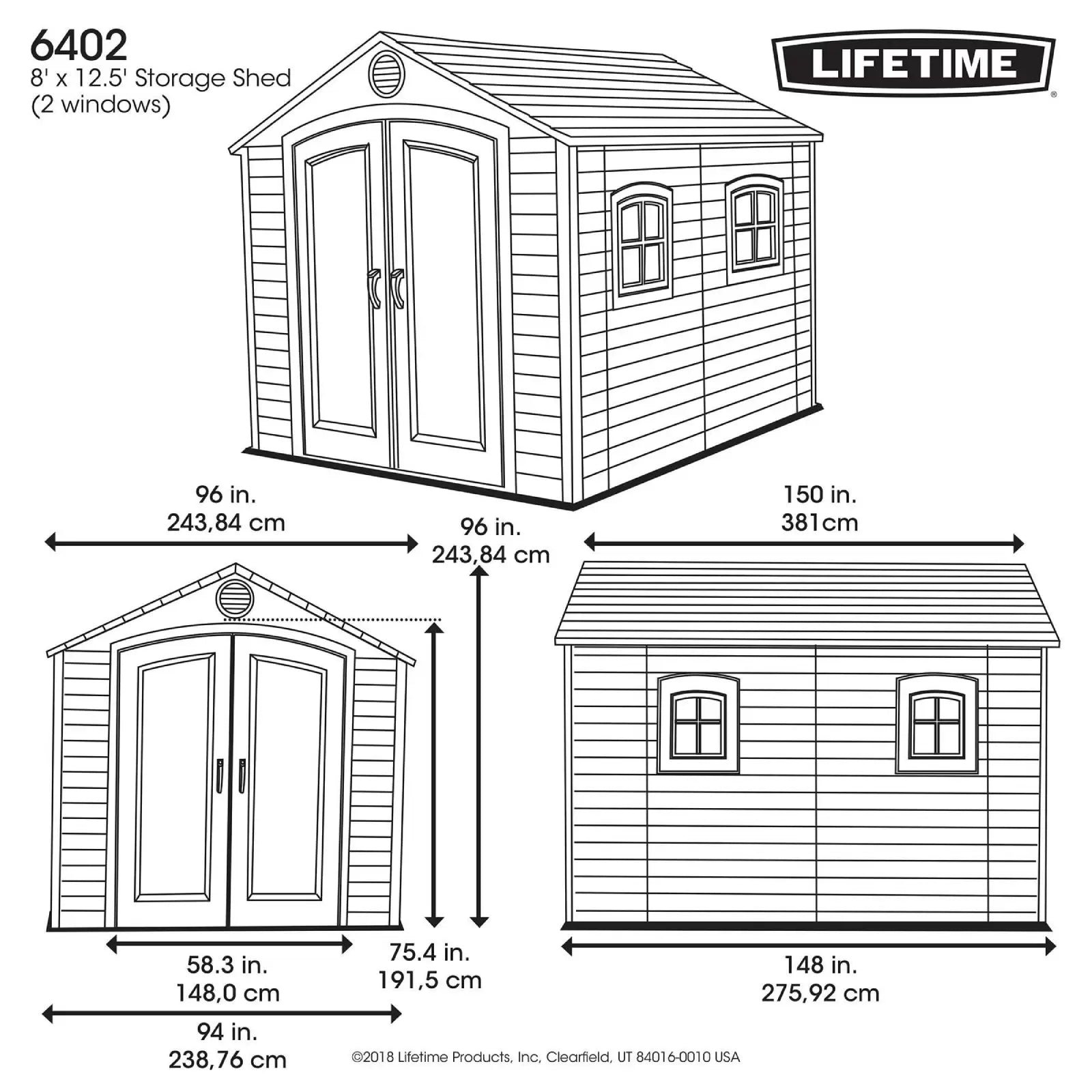 Lifetime (8x12.5) Plastic Outdoor Storage Shed 6402 - Image 4